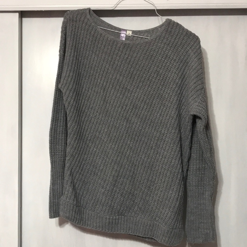 Grey Cross stitch Pullover Sweater
